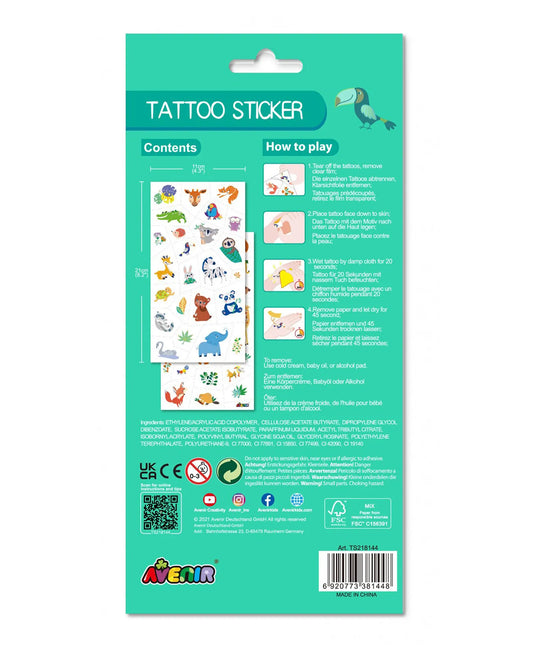 Avenir Tattoo Sticker - Jungle Animal Series - 50pc - Laadlee