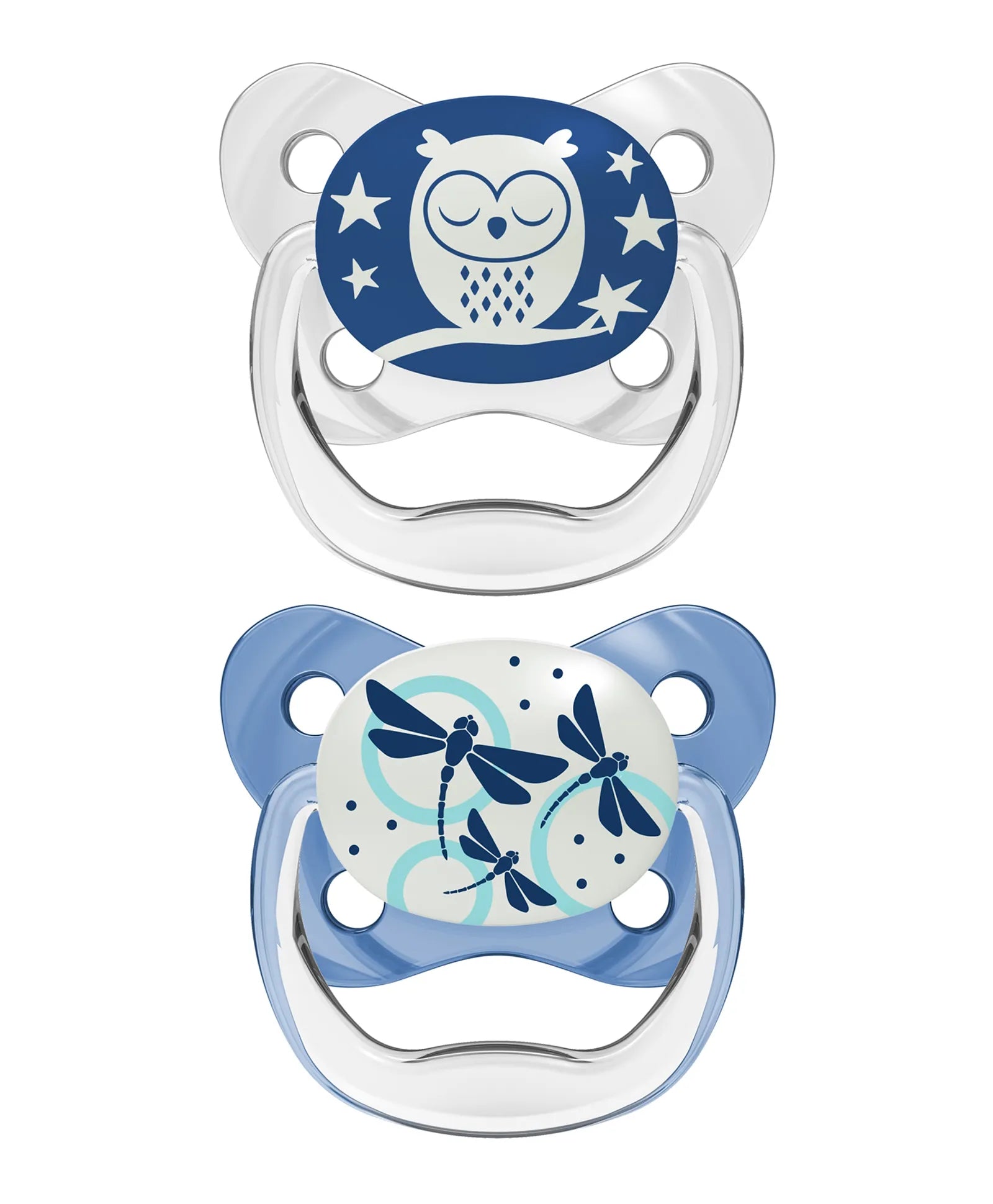 Dr. Brown's Prevent Stage 1 Glow In The Dark Butterfly Shield Pacifier Pack of 2 - Blue - Laadlee
