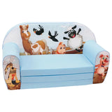 Delsit sofa Bed- Farm Animal - Sky Blue