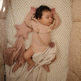 Mushie Knitted Baby Blanket Textured Dots Off White Melange - Laadlee