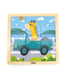 Viga Wooden 9-Piece-Puzzle - Car