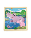 Viga Wooden 9-Piece-Puzzle - Hippo