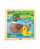 Viga Wooden 9-Piece-Puzzle - Duck