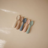 Mushie Toddler Starter Spoons - Silicone 2-Pack - Blush / Shifting Sand