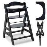 Hauck Height Adjustable Wooden Alpha+B Highchair - Black