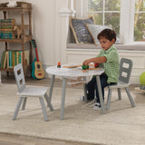 Kidkraft Round Storage Table & 2 Chair Set - Gray & White