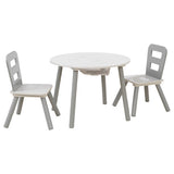 Kidkraft Round Storage Table & 2 Chair Set - Gray & White