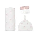 Lulujo Bamboo Hat and Swaddle Blanket - Bows