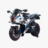 Megastar Kids Electric Superbike Ride-On 12V Dual Motor, Led Lights - White