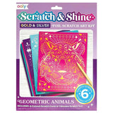 Ooly Scratch And Shine Foil Scratch Art Kit - Geometric Animals