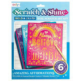 Ooly Scratch And Shine Foil Scratch Art Kit - Amazing Affirmations