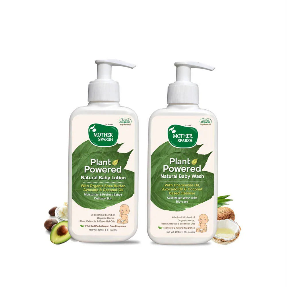 Mother Sparsh Plant Powered Baby Wash & Lotion 200ml - Pack of 2 - Laadlee