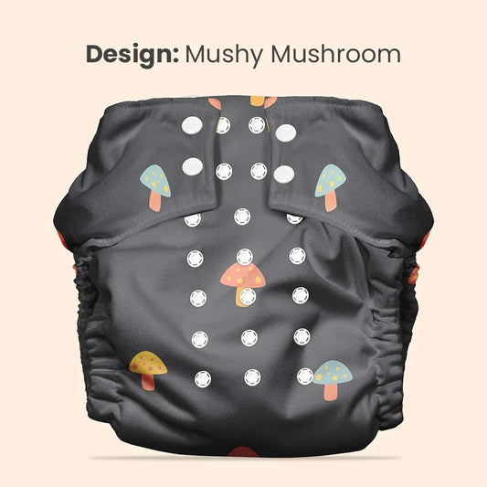 Mother Sparsh Plant Powered Cloth Diaper - Mushy Mushroom - Laadlee
