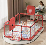 Pikkaboo Baby Playpen with Basketball Hoop & 30 Free balls - Red