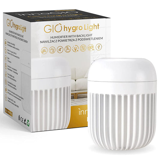 InnoGio - Hygro, Ultrasonic Air Humidifier with Night Light - White - Laadlee