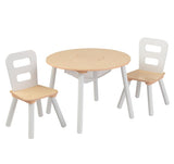 Kidkraft Round Storage Table & 2 Chair Set - Gray & White