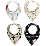 Eazy Kids Bandana Bibs - Glasses Mustaches (Set Of 4)