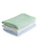Anvi Baby Set of 3- Organic 6 layered Muslin Bath Towel - Green/White/Blue