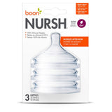 Boon Nursh Slow Flow Silicone Bottle Nipples 0M+ - Pack of 3