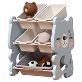 Lovely Baby Bear Storage Rack with 5 Boxes - Blue & Pink