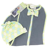 Woombie Deluxe Swaddle - Green Argyle Boy with Hat Set