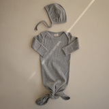 Mushie Ribbed Baby Bonnet Gray Melange - Laadlee