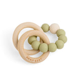 Anvi Baby Wood and Silicone Teether - Olive Garden