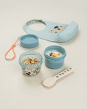 Done By Deer To Go 2-Way Snack Container Small Tiny Farm - Blue