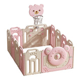 Lovely Baby Kids Bear Playpen With Basketball Hoop 12pcs - Pink