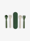Citron PLA Cutlery Set of 2 and Case - Green/Cream - Laadlee