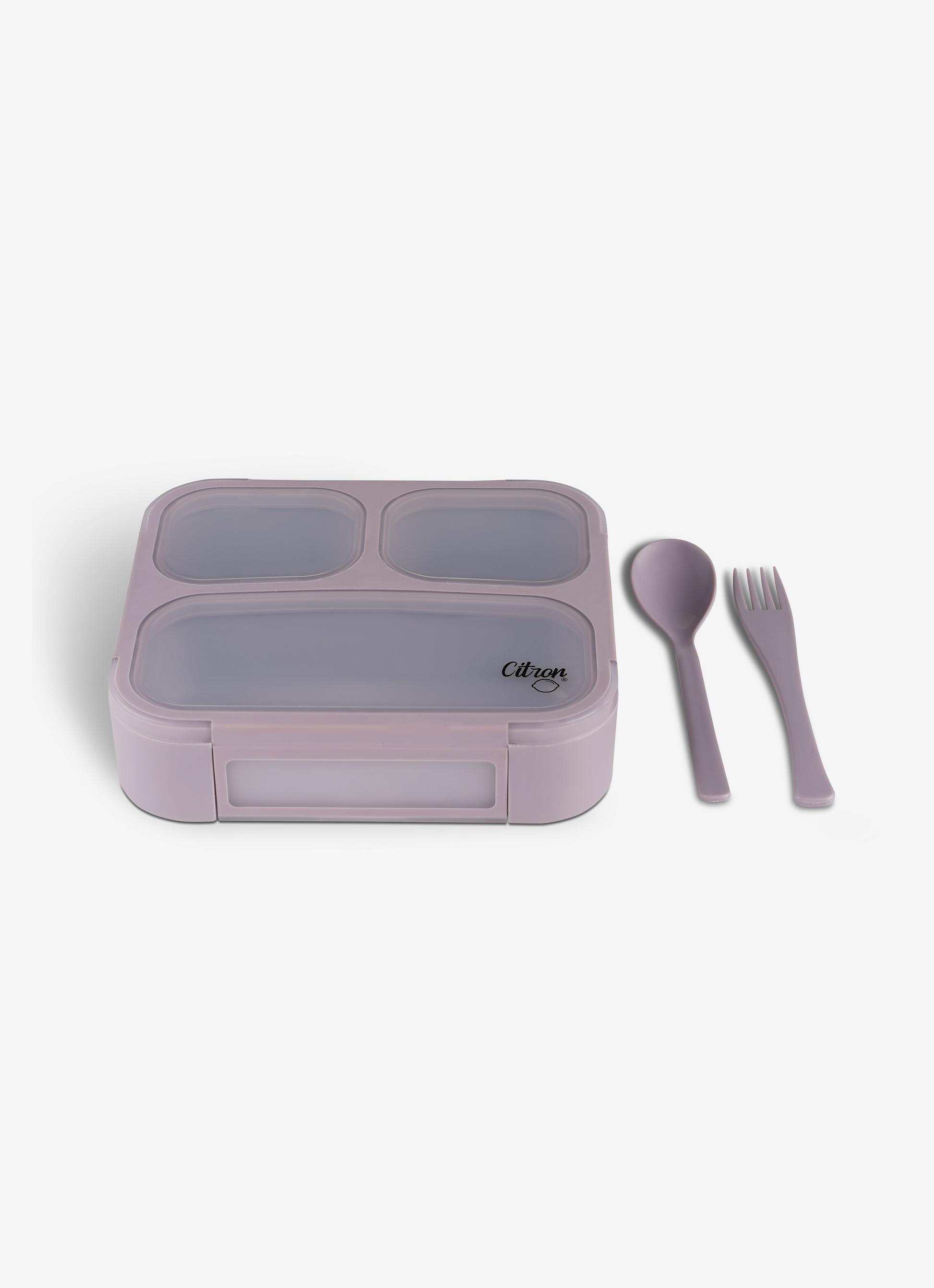 Citron Lunchbox with Fork and Spoon - Purple - Laadlee