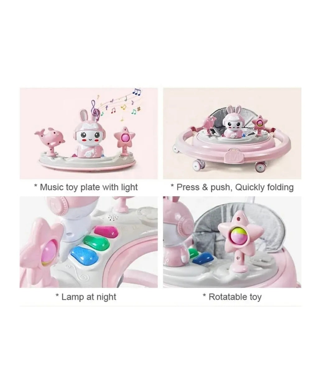 Pikkaboo RforRabbit Roll & Learn Baby Walker - Pink - Laadlee
