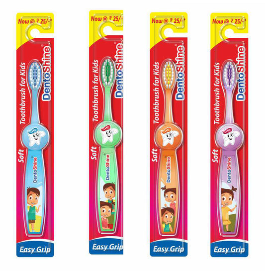 DentoShine Easy Grip Toothbrush - Pack of 4 - Laadlee