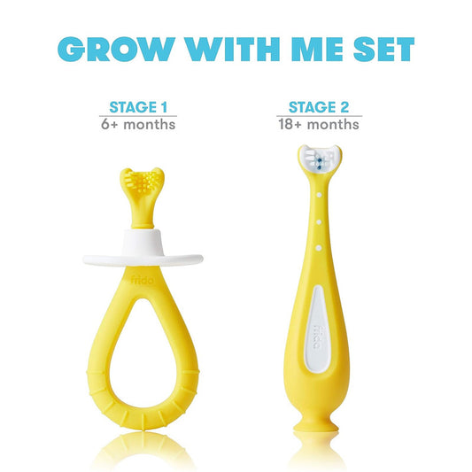 Frida Baby - Grow with me Training Toothbrush Set - Yellow - Laadlee