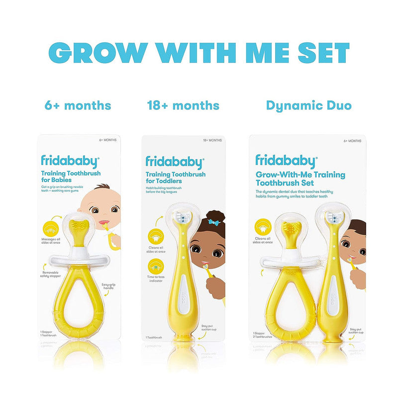Frida Baby - Grow with me Training Toothbrush Set - Yellow - Laadlee