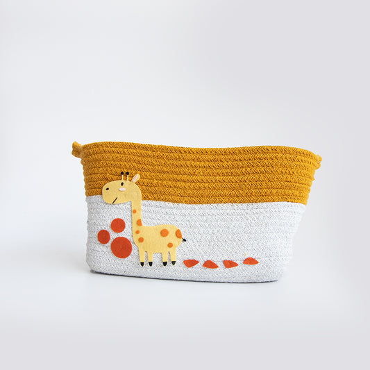 Yellow Doodle Cotton Rope Basket - Baby Giraffe (Medium) - Laadlee