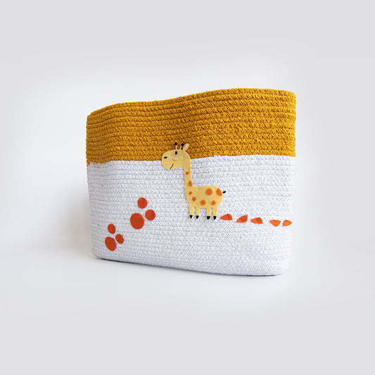 Yellow Doodle Cotton Rope Basket - Baby Giraffe (Large) - Laadlee