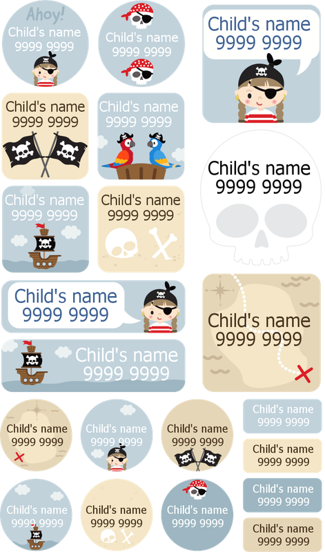My Nametags Maxistickers - Pirate Girl (Pack of 21) - Laadlee
