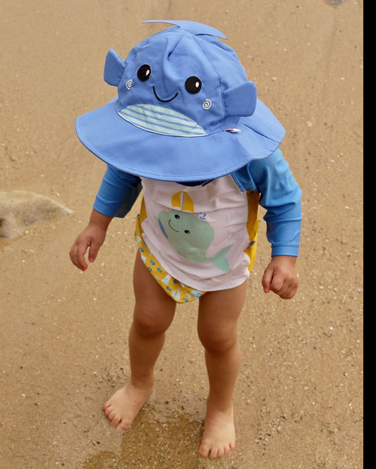 Zoocchini Reusable Baby Swim Diaper & Sun Hat Set - Whale - Laadlee