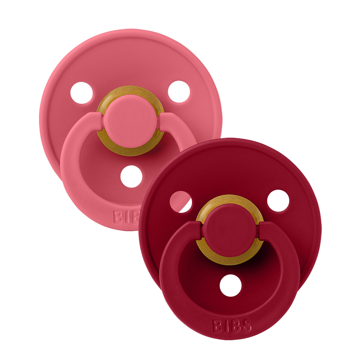 BIBS Colour 2 Pack Latex S2 - Coral / Ruby - Laadlee