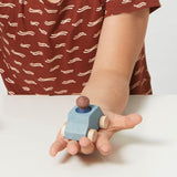 Lubulona Grey Wooden Car with Blue Figure - Laadlee