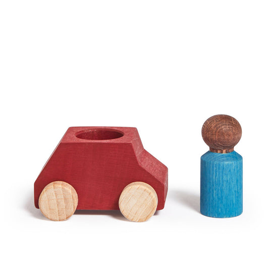 Lubulona Red Wooden Car with Sky Figure - Laadlee