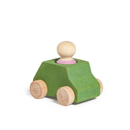 Lubulona Green Wooden Car with Pink Figure - Laadlee