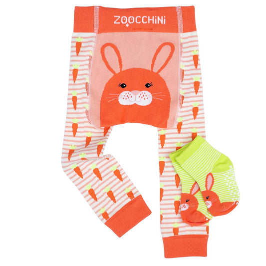 Zoocchini Comfort Crawler Babies Legging and Sock set - Bella the Bunny - Laadlee
