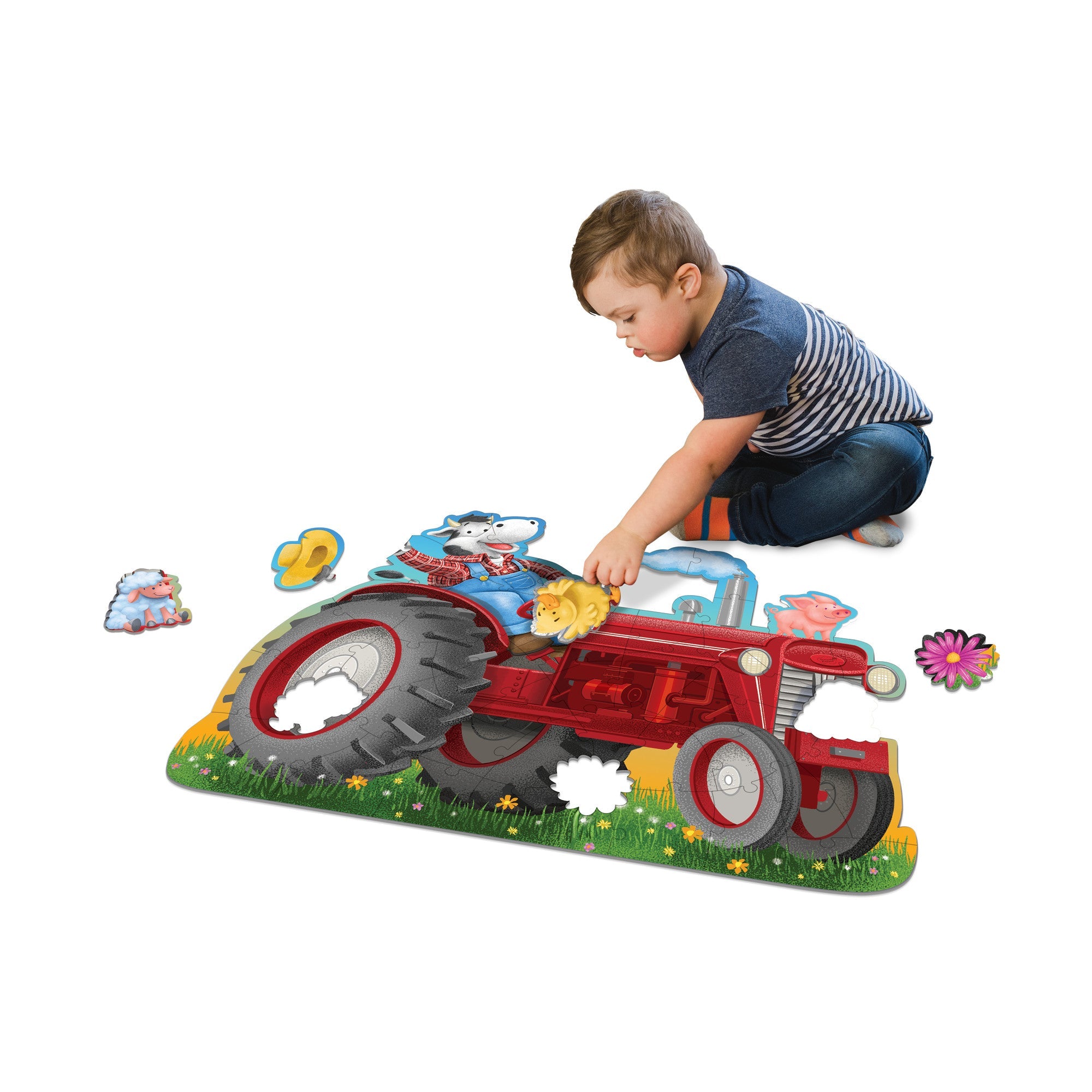 Peaceable Kingdom Floor Puzzle: Tractor - Laadlee