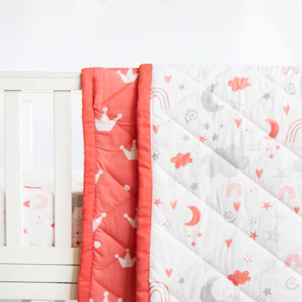 Yellow Doodle Reversible Comfort Quilt - Magical Rainbows - Laadlee