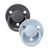 BIBS De Lux 2 Pack Silicone Onesize - Iron / Baby Blue - Laadlee