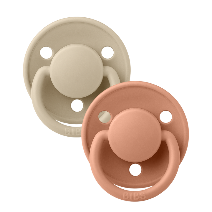 BIBS De Lux 2 Pack Silicone Onesize - Vanilla / Peach - Laadlee