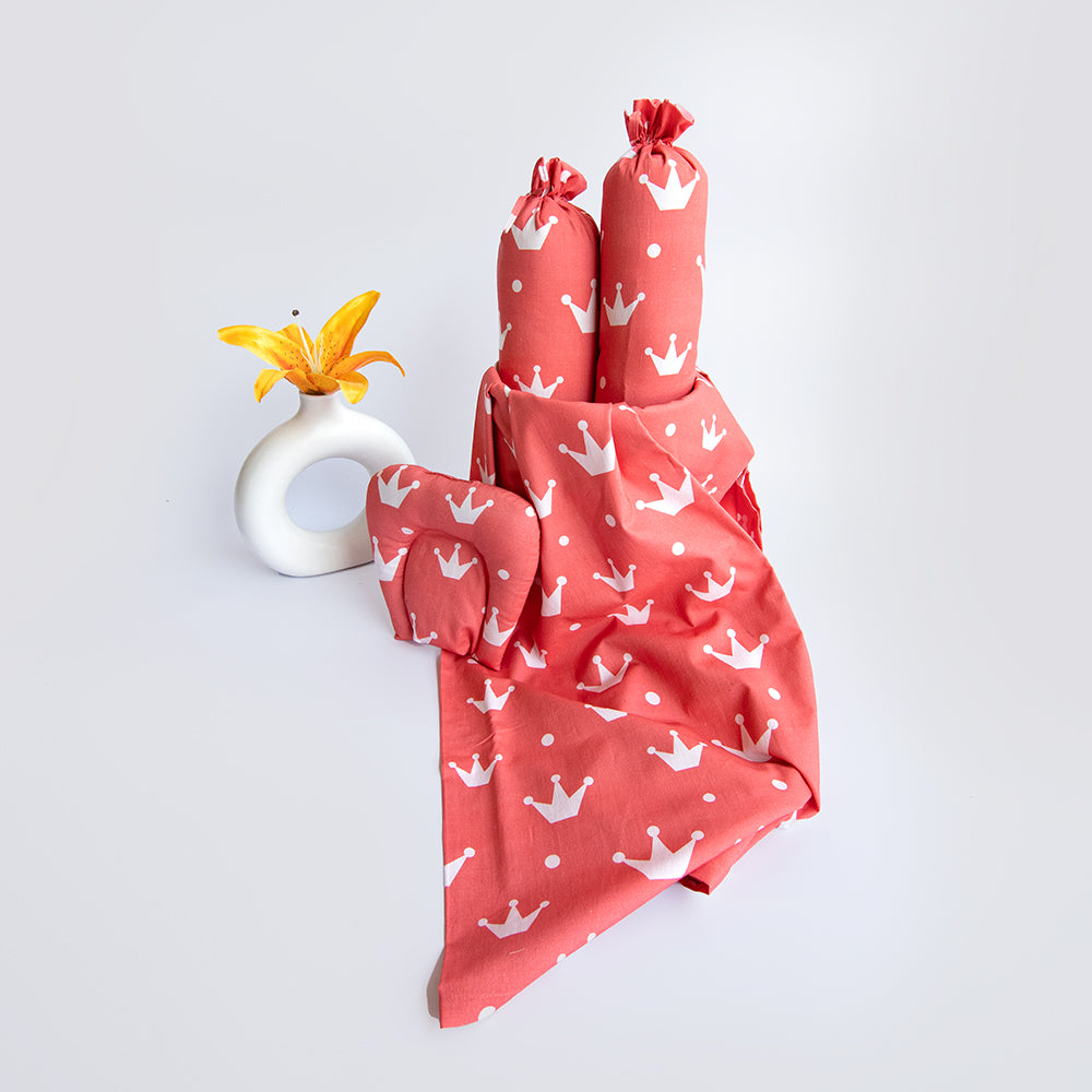 Yellow Doodle Cot Bedsheet Set - Crowns - Laadlee