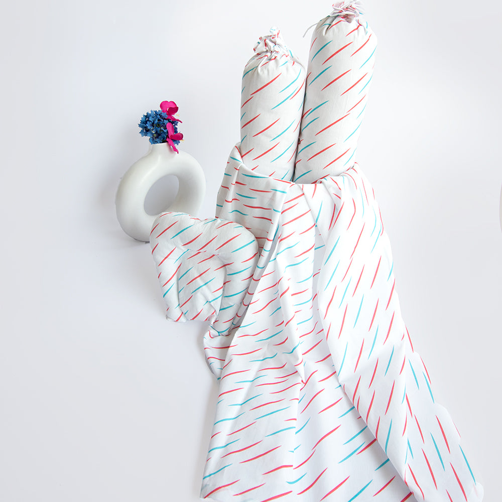 Yellow Doodle Cot Bedsheet Set - Doodle Rain - Laadlee